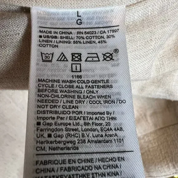 BANANA REPUBLIC Bella Bomber Jacket Cotton Linen Full Front Zip Cream W's Large - Picture 11 of 11